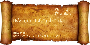 Höger Lóránt névjegykártya